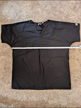Scrub Zone Black V-Neck Scrub Top Size Medium EUC